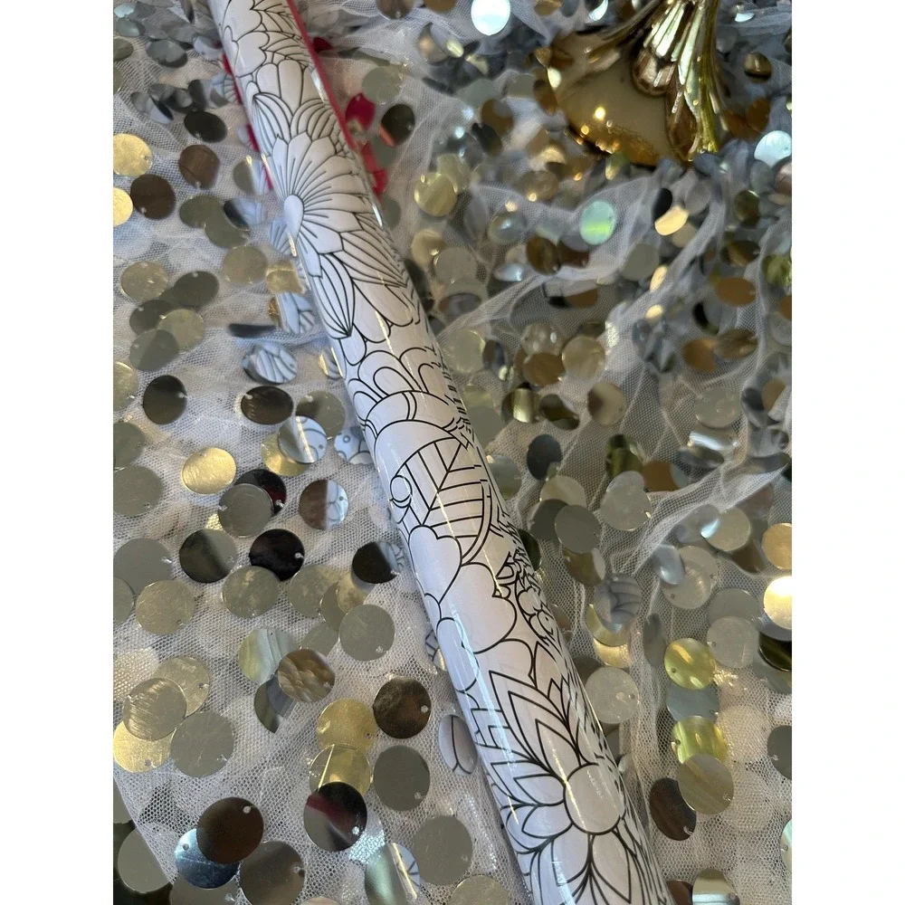 Cobble Creek Coloring Wrap Paper Roll 5 Sheets White Floral Art‎ 27 Sq Ft Gift